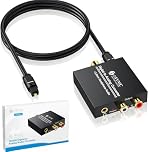 eSynic 192KHZ Optical to RCA Converter Pure&Clear Sound Digital to Analog Audio Converter Support|3.5mm&RCA Output|Lightweight|Aluminum Metal Case|PCM or LPCM Audio Format| for HDTV Blu Ray DVD etc