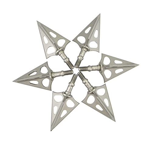 Lotowelzon 6Pcs Archery Broadheads 100 Grain Fixed Blades Stainless Steel X5 Hunting Broadheads For Recurve Bow And Compound Bow (Silver X5) #TOP1
