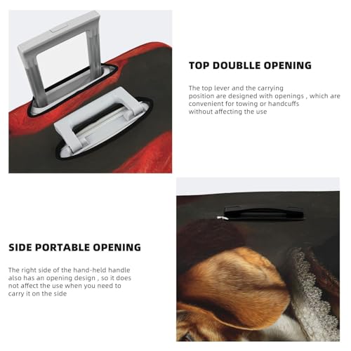 Dog Wearing Red Hat Elastic Travel Luggage Covers Dustproof Scratch-Resistant Suitcase Protector Fit 22-24 Inch3