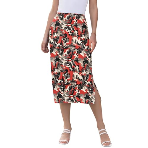 Women's Beachy Elastic Midi Slip Skirt Spring Split Skirt