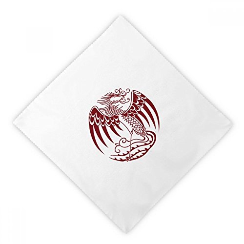 Servilletas de tela blancas de 2pcs con diseño de fénix animal para cena y almuerzo 2