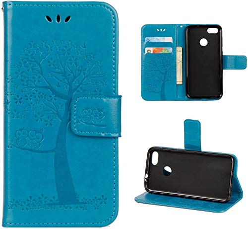 Huawei Honor 9 Lite Case Honor 9 Lite Phone Case Shockproof iVOYI PU Leather Flip Wallet Owl Tree Embossed Cover for Huawei Honor 9 Lite with Kickstand Card Holder & One Touch Pen,Blue