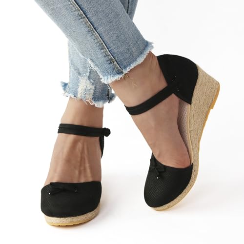 Chaussure espadrille compensée en toile et finitions soignées chic - 6