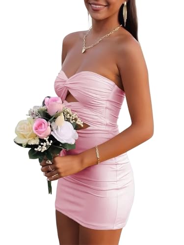 Strapless Homecoming Dresses for Teens Ruched Bodycon Wedding Guest Off Shoulder Short Prom Dress Cocktail Party Gown Dresses