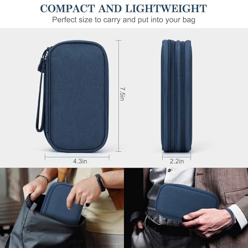 Image of FYY Electronic Organizer, Travel Cable Organizer Bag Pouch Accessories Carry Case Portable Waterproof Double Layers All-in-One Storage for Cable, Cord, Charger, Phone, Earphone Navy