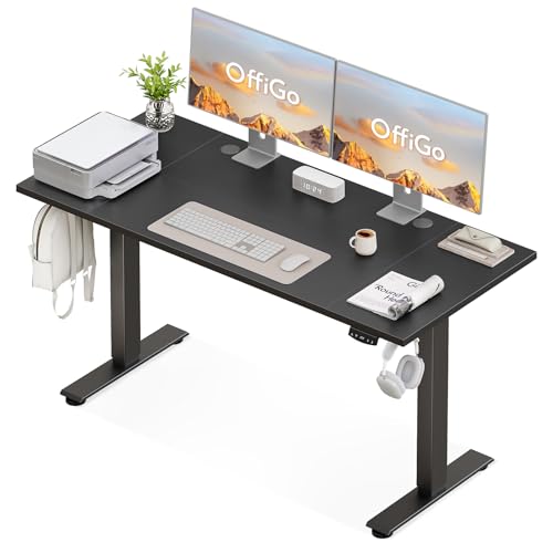 OffiGo Schreibtisch Höhenverstellbar Elektrisch, 160 x 60 cm, Schwarz