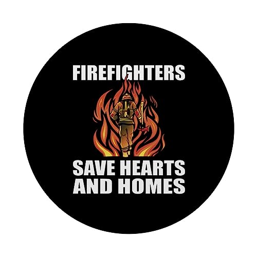 Firefighters save hearts and homes firefighter gear fireman PopSockets Swappable PopGrip, Black - Image 3