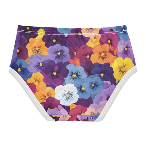 Retro Flower Colorful Panties for Girls, Toddler Girl Briefs, Cotton Girls Underwear, 2–8 Years2