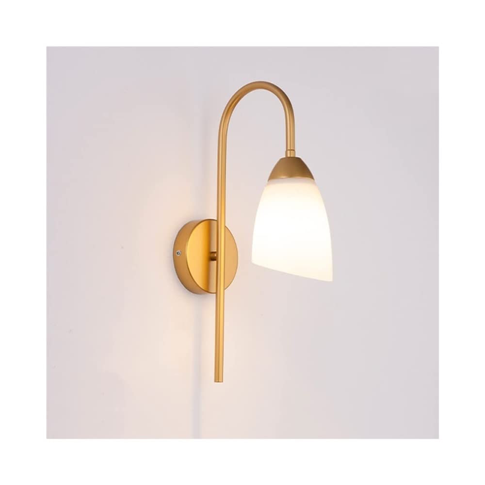 HYJAUSXB Modern Wall Mount Lamp, E26/ E27 LED Sconce Light with Milky White Glass Lampshades, Minimalism Metal Indoor Lamp Lights Illumination Fixture