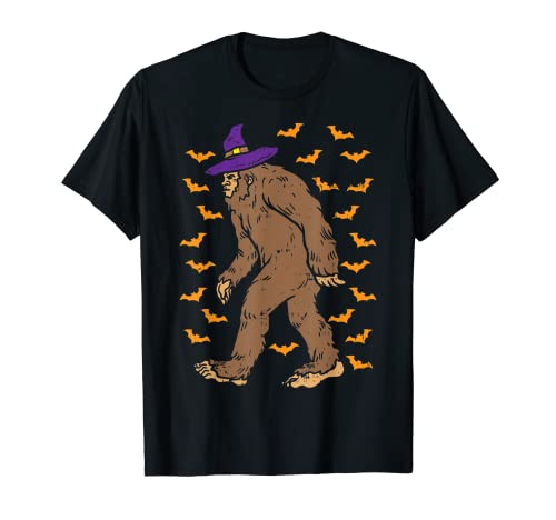 Bigfoot Sasquatch Witch Hat Funny Halloween Men Women Gift Maglietta