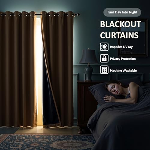 Image of Kuber Industries 6 Pcs Set Polyester Blackout Door Curtain 7 Feet for Home Decor | 8 Eyelet with Darkening Curtains for Living Room /Bedroom | Plain - Brown