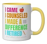 I Came I Counseled Proud School Counselor Retirement 2025 Ceramic Mug, Yellow/White