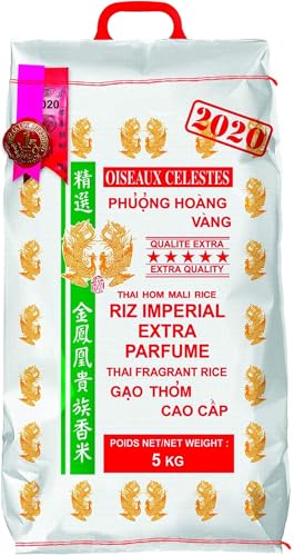 Riz Thai extra parfumé qualité premium Marque Oiseaux Célestes - Récolte 2020 (Sacs de 5KG, 10KG ou 20KG) (5KG)