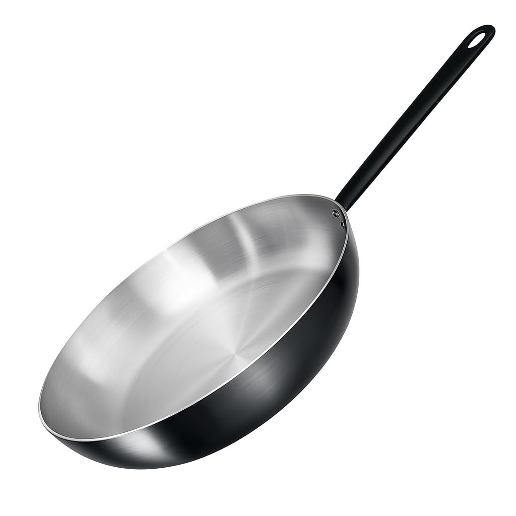Saltapasta alluminio 32cm professionale 7,5cm altezza manico robusto padella alta per mantecare e rosolare