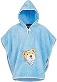 Morgenstern Baby Badeponcho Kapuzentuch Poncho Blau Baumwolle Bestickt mit Bär
