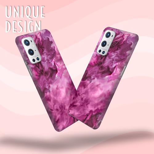 Coque OnePlus 9 Pro originale plastique dur fin marbré rose GlamCase - 3