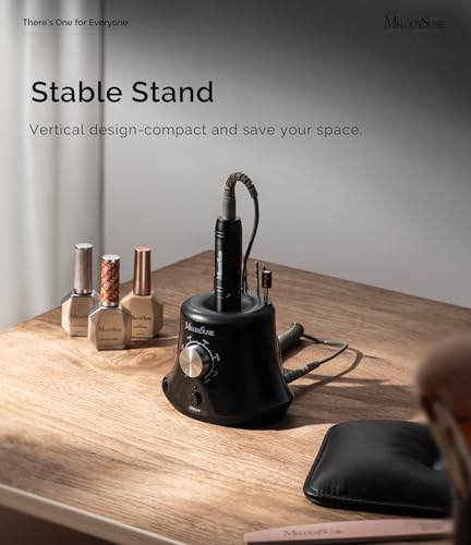 Image of MelodySusie Multifunctional Desktop Nail Drill with Foot Pedal, SC320I 30000RPM E-File with Bit Holders & Elegant Design for Manicure Trimming, Shaping & Gel Removal, Ideal for Nail Artists & Home Use