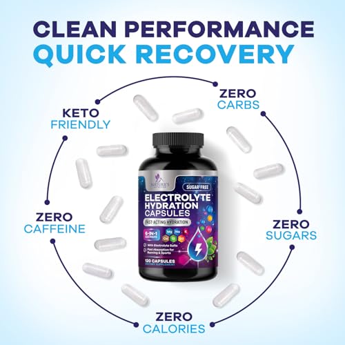 Image of Electrolyte Salt Capsules - Keto Friendly Rehydration Recovery Supplement - Hydration with No Sugar and 6 Replacement Electrolytes: Magnesium, Sodium, Potassium, and More - USA Bottled - 120 Capsules