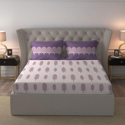 Image of MYTRIDENT Celebration Bedsheet Gifting Collection Double Size - Saanjh Purple