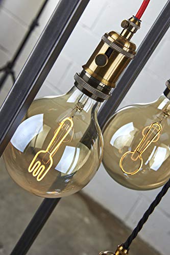 AMARCORDS - Led Bulb dimmable, Filament Fork, Warm Light 2700K, Amber Glass Guy Globe, E27, 4W - Image 4