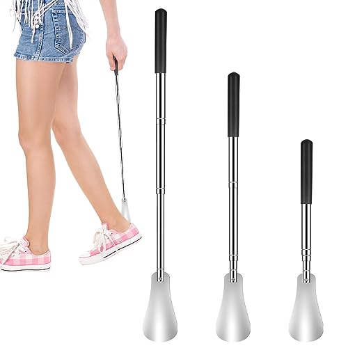 Calzascarpe Lungo Telescopico, Calzascarpe Telescopico 31-65 cm, Calzascarpe Lungo Metallo, Calzascarpe Estendibile in Alluminio, per Uomini, Donne, Bambini