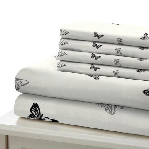 Parure de lit 140x200cm avec housse de couette papillon noir et blanc artistique
