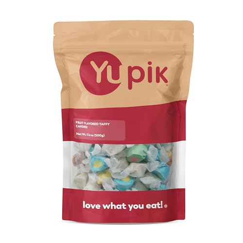 Yupik Fruit Flavored Taffy Candies, 1.1 lb (17.6 oz), Chewy & Colorful Classic Pulled Candy in 8 Flavors, Individually Wrapped, Ideal for Sharing & Gifting - image 1