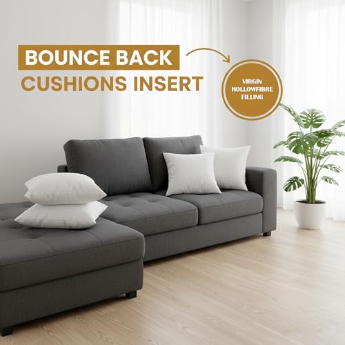 Adam Home Cushion Inserts 50cm x 50cm (20" x 20" inches) Hypoallergenic Fluffy White Cushion Inner, Perfect Hollowfibre for Sofa Cushion Pads (Pack of 4)