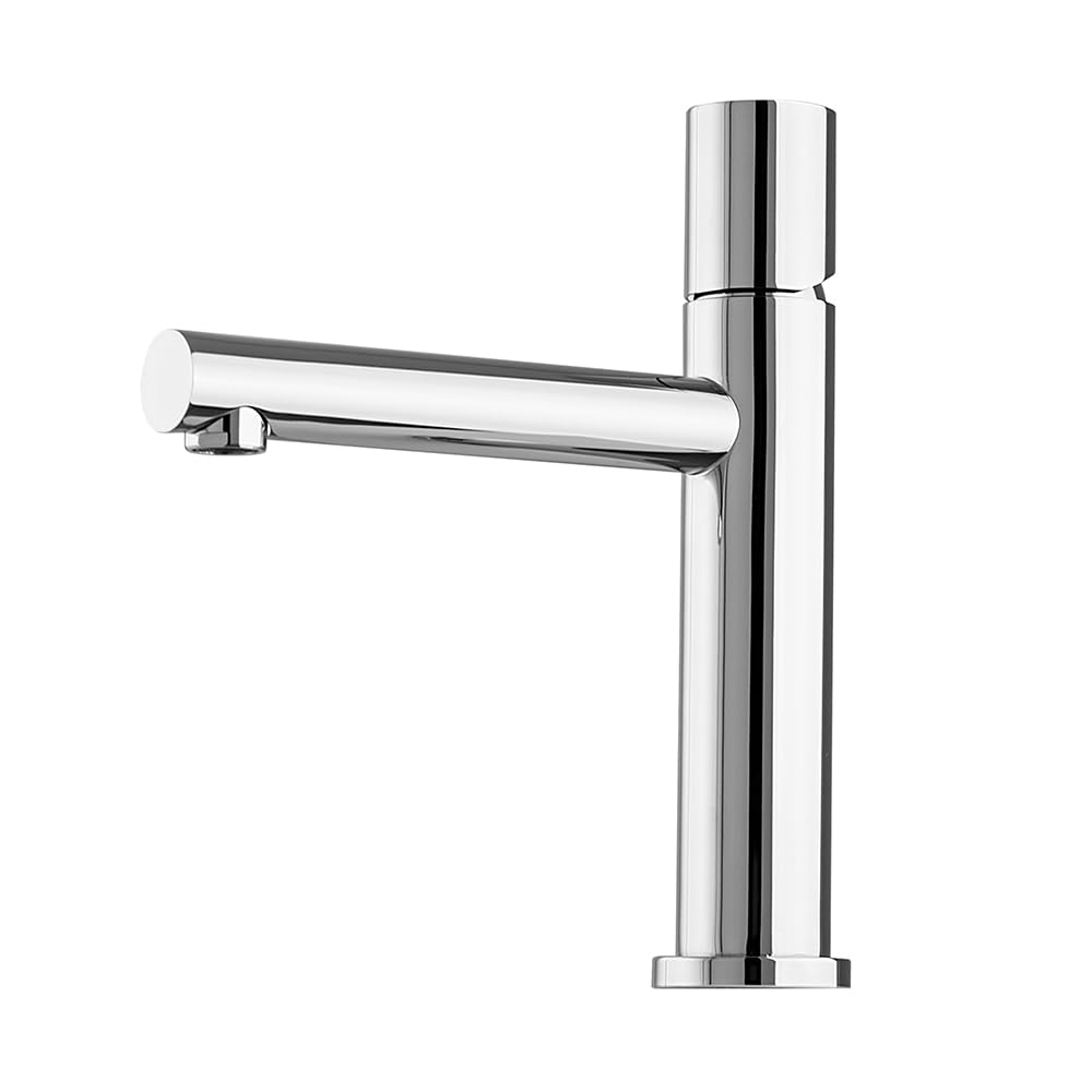 Miscelatore lavabo cromato senza leva in acciaio inox, manopola rotante e indicatori per l’acqua, GEMINI