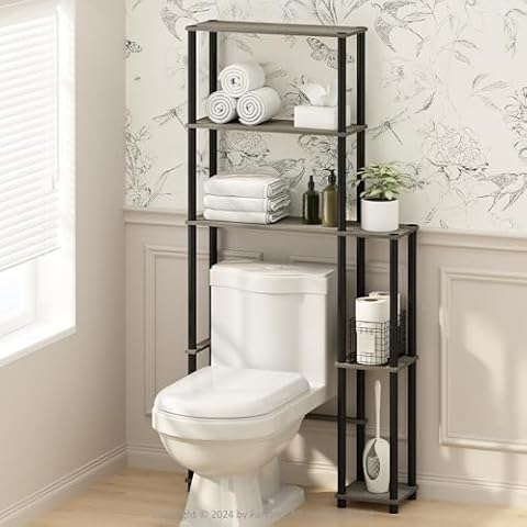 Furinno Over-The-Toilet Storage Rack with Shelves Cover