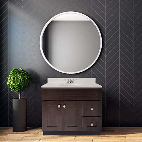 Design House 585844 Bath Shaker 2-Door 2-Drawer Bathroom Vanity With Cultured Marble White Top, 4-Inch Centerset, Espresso, 2 Piece #TOP3