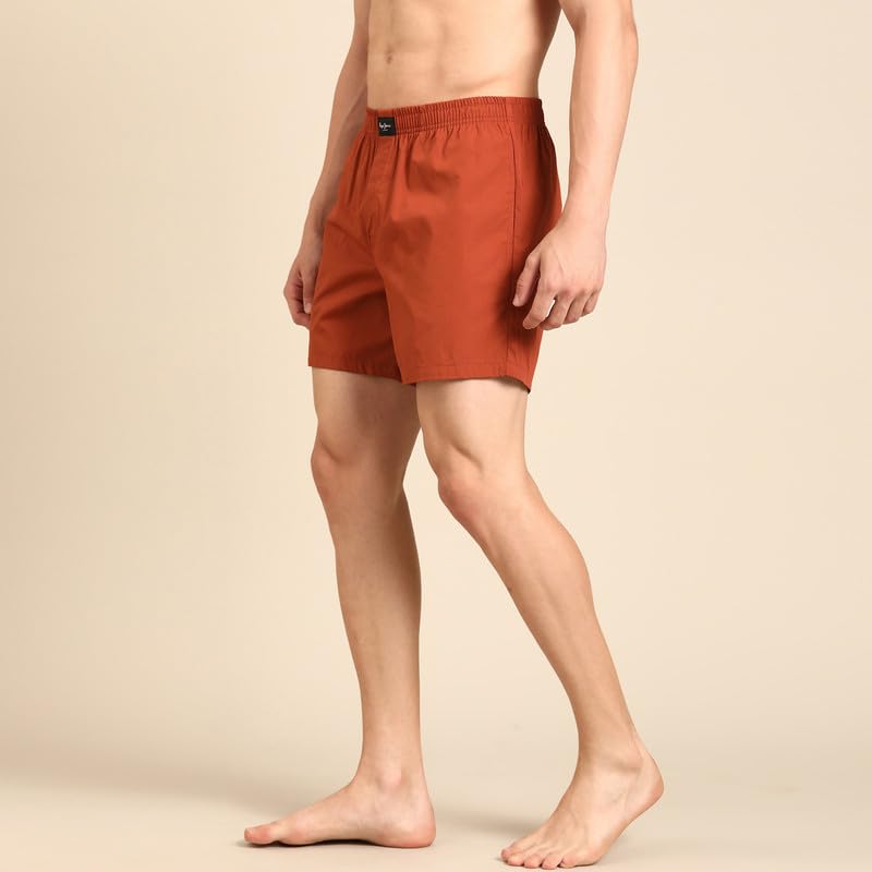 Image of Pepe Jeans Men's Solid 100% Cotton Regular Fit Long Boxer Shorts | Classic Comfortable Innerwear Long Boxer for Everyday & Lounge Wear | Soft Breathable Fabric | Elastic Waistband | All-Day Comfort