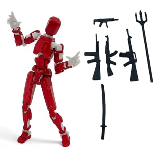 Image of (Do it Yourself) Action Figure Toys,DIY Assembly Dummy 13 Action Figures,Articulated Joints Robot,Gift Idea for Teens & Adults for 14+ (Red Armor White, Red Armor White)