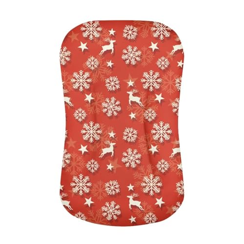 Image of ZOUTAIRONG Snowflake Elk Bassinet Sheetsack Bassinet Sheets for Christmas Neutral Unisex Fitted Baby Bassinet Sheets Set for Standard Bassinets for Baby Boys or Girls
