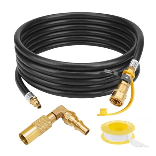 CALPOSE 15FT RV Quick Connect Hose with Elbow Adapter Fits for Blackstone 17 & 22 Griddle Quick Connect Propane Hose for RV to Grill
