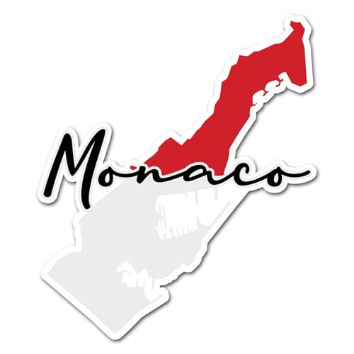 2 pegatinas de vinilo con la bandera de Mónaco de 10 cm, mapa monegasco, viajes, vacaciones, mundo, país, geografía, escuela, ubicación, calcomanía #82903