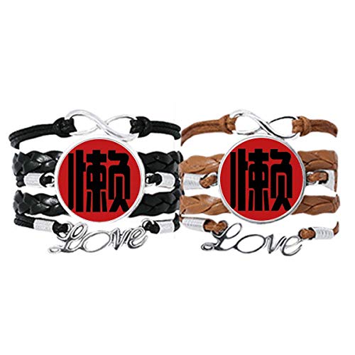 Bracelet amour couple cuir corde tressée ajustable avec motif chinois