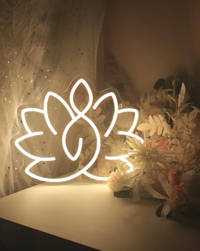 Image of Lotus Meditation Neon Sign - 12 * 15.3 inch Warm Glow Yoga Room Decor | Zen Wall Art for Home & Spiritual Space，Light Up Wall Art for Home or Yoga Studio