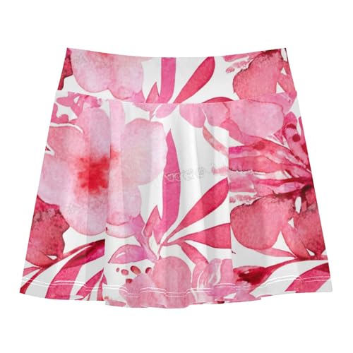 Pink Watercolor Floral Kids Tennis Skirts Casual Girls' Shorts Athletic Skorts Butterfly 4t