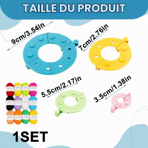 Pompon, Pompom Loisir Creatif, Outil pour Activités Parent-Enfant, Création de Cadeaux Personnalisés, 4 Tailles avec Fil à 12 Couleurs – vue 2