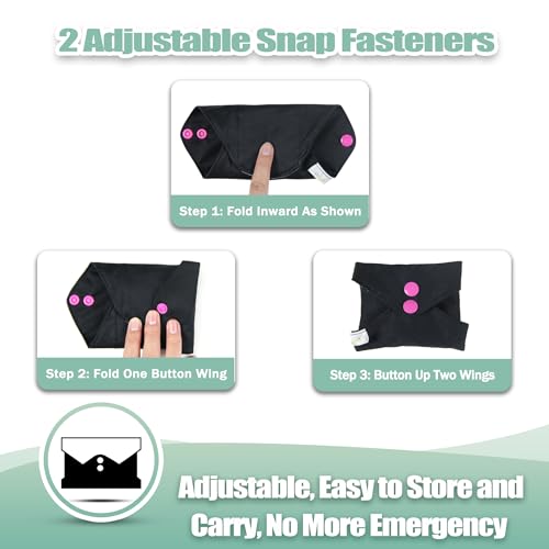 Image of wegreeco Charcoal Reusable Menstrual Pads - Reusable Sanitary Pads | Panty Liners | Soft Cloth Menstrual - 6 Pack with 1 Cloth Mini Wet Bag (Starter Kit Set, Mix Size, Black)