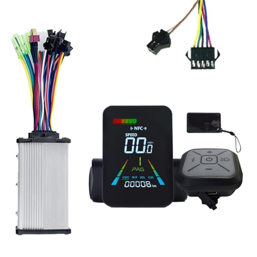 Buhdjfnke Patinete Eléctrico con Pantalla LCD NFC y Velocímetro A Color NFC, 24 V/36 V/48 V/60 V, Controlador UART + 36 V/48 V, 350 W, SM5 + 2 Pines.