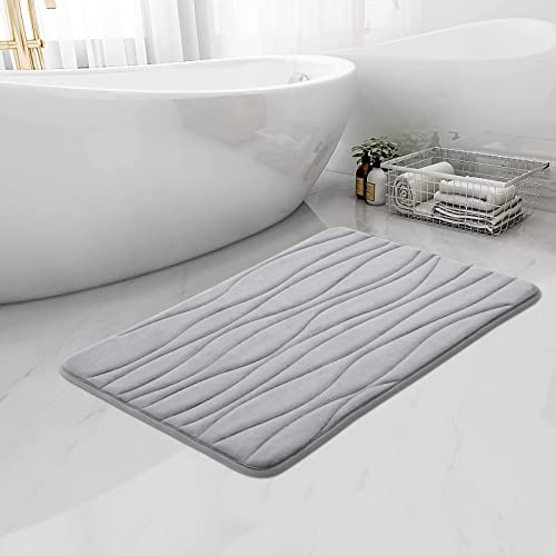 Buganda Memory Foam Bathroom Rug Mat, Ultra Soft Cozy Velvet Bath Rugs, Non-Slip Absorbent Bath Mat, Machine Washable Bathroom Mat For Bathroom Floor, Shower And Bathtub (24" X 16", Grey) #TOP6