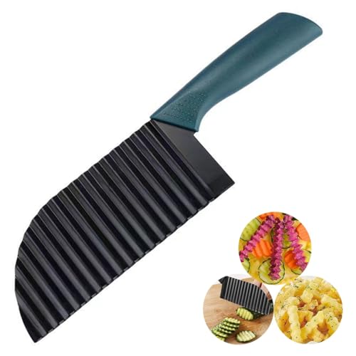 ZMREN Trancheuse à Frites, Couteau ondulé Coupe Frites, Couteau à Frites en Forme d'onde en 304 Acier Inoxydable