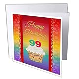 3dRose Cupcake with Number Candles, 99 Years Old Birthday - Greeting Card, 6' x 6', Single (gc_244850_5)