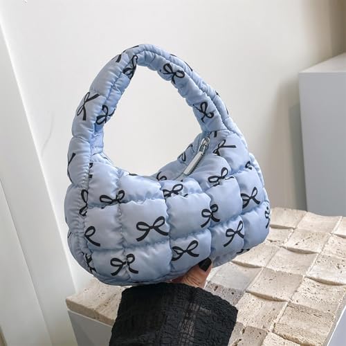 Image of Quilted MINI Handbag and Purses Women Puffer Nylon Hobo Cotton Padded Purse Work Travel Lightweight