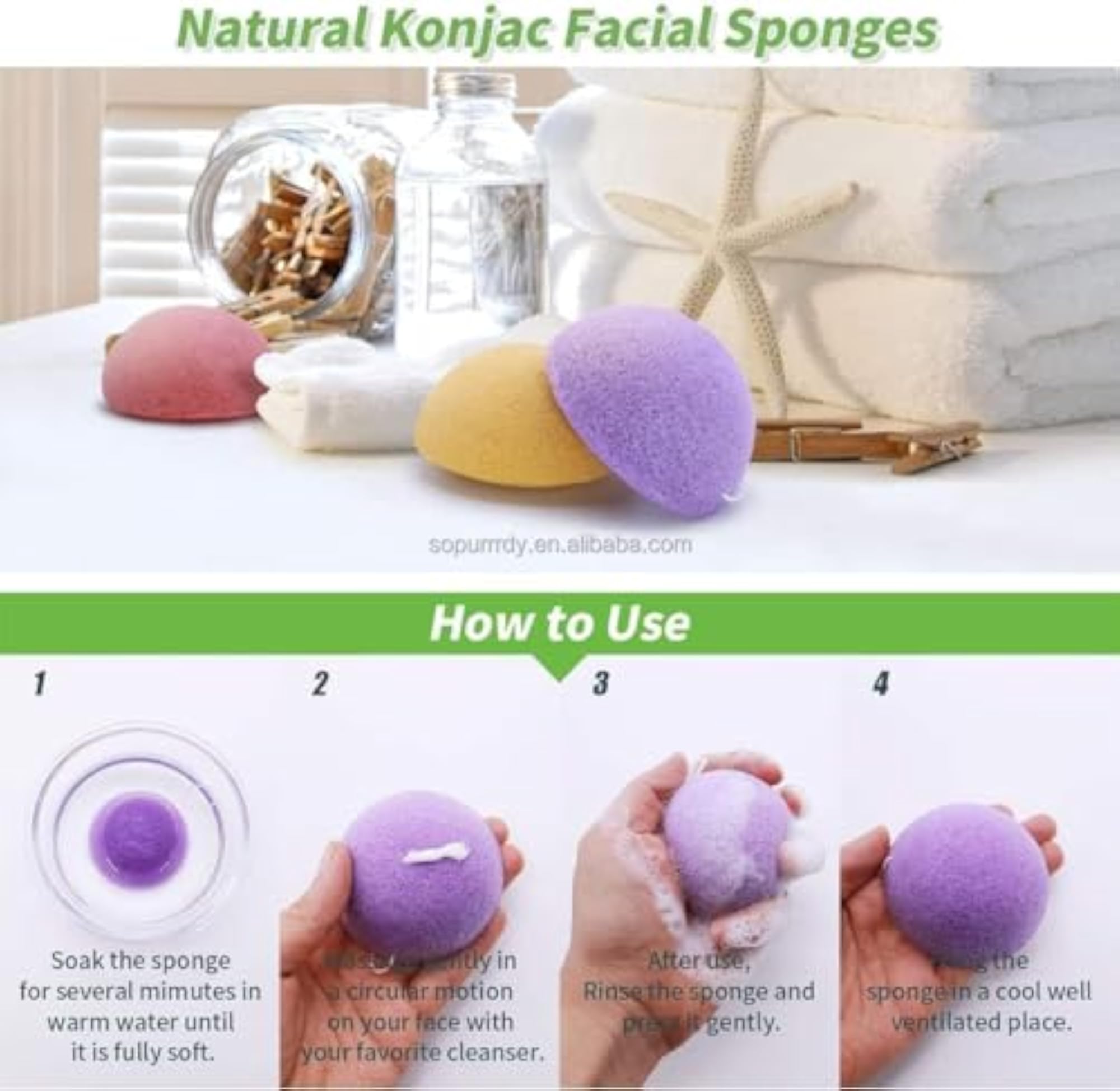 KONJAC Sponge Facial Sponge Bath Sponge Organic Skincare