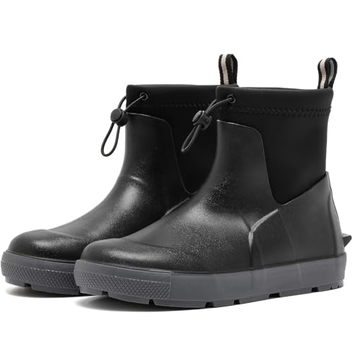 Image of Men's Deck Boots, Waterproof Ankle Rain Boots for Fishing & Boating | Anti-slip rubber work boots with pull-on ankle design for fishing, boating, farming, gardening and other wet outdoor jobs.