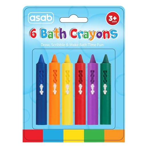 ASAB 6 Pack Baby Bath Crayons Non Toxic Education Fun Toy Easy Washable Wipe Clean Develop Creativity And Imagination Ages 3 Years +