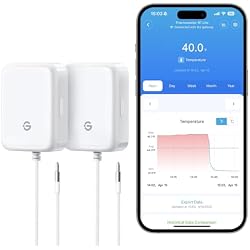 GoveeLife Bluetooth Refrigerator Thermometer Sensor with Alarm, 2-Pack | Monitor fridge/freezer temp remotely with app alerts & buzzer 230ft range. For kitchen/hot tub, gateway not included
